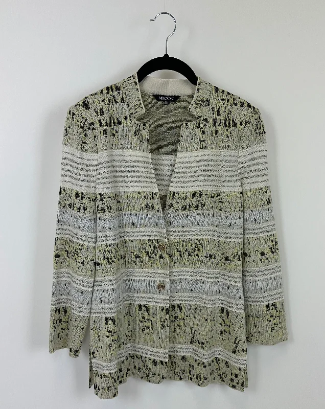 Abstract Print Cardigan Blazer - Size 2-4 Women's Travel Jacket