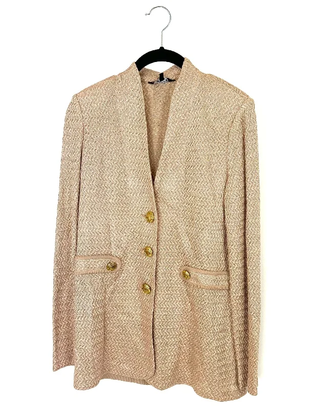 Beige Textured Blazer - Size 2-4 and 28-30W Spring Women's Coat