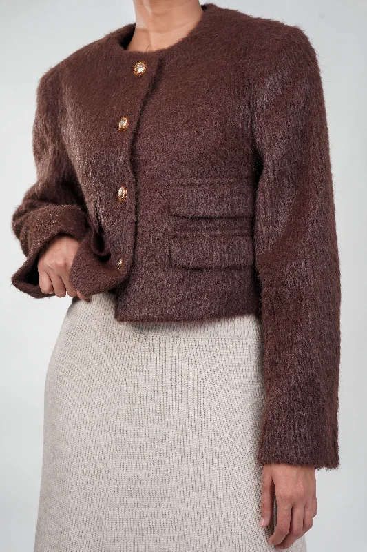 Plush Brown Frost Blazer Women's Long Blazer