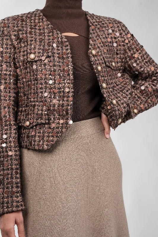 Sienna Brown Sequin Blazer Women's Custom Jacket