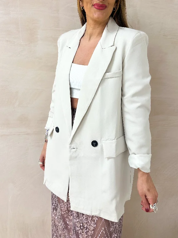 Slouch Basic Blazer In Off White Women's Print Jacket