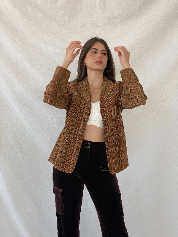 Vintage 90s Bonita Vertical Striped Brown Blazer - M Women's Stripe Blazer