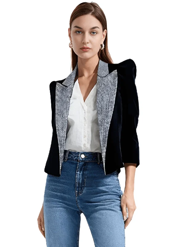 Women's Diamond Peak Shoulder Black Blazer Women's Daily Blazer