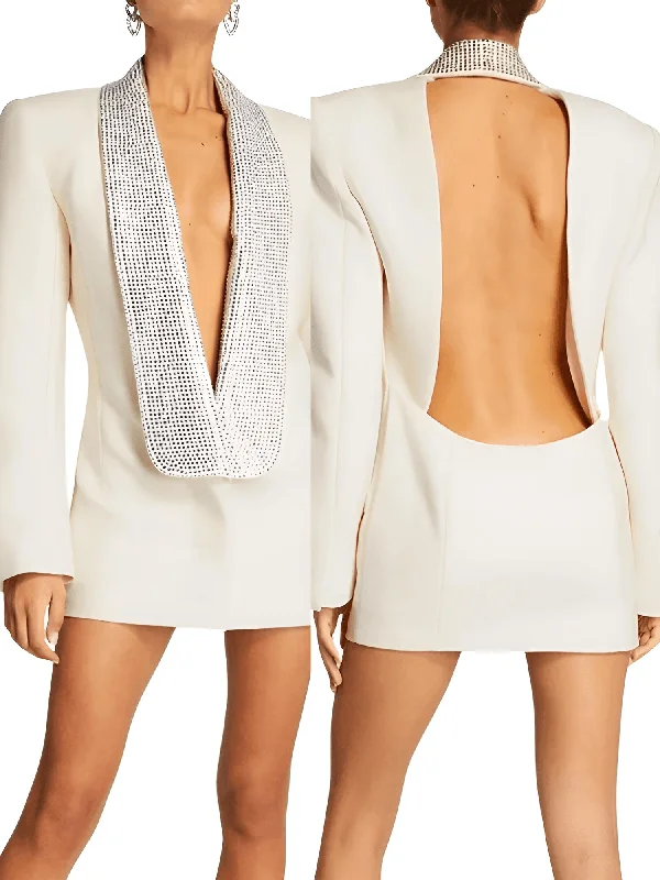 Women's Rhinestone Blazer - Backless & In 3 Colors! Women's Handmade Blazer