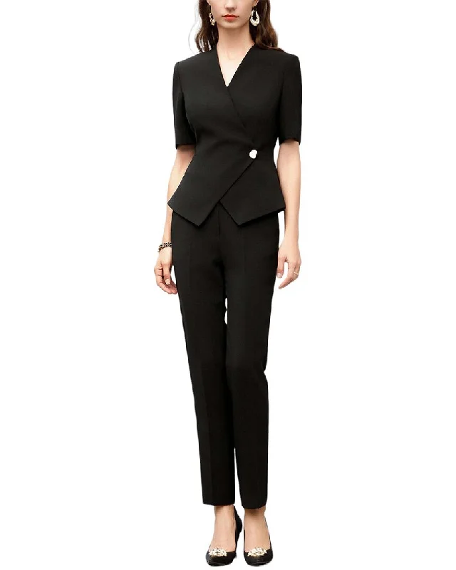 Anette 2pc Blazer & Pant Set Simple A-Line Skirt