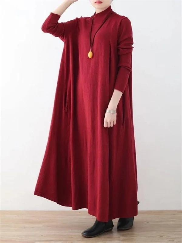 Autumn Solid Color Comfortable Loose Women'S Sweater Dress Tunics Favorite customer