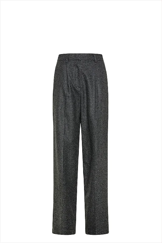 forte_forte Wool High Waist Pants Grey Loose Fit Palazzos