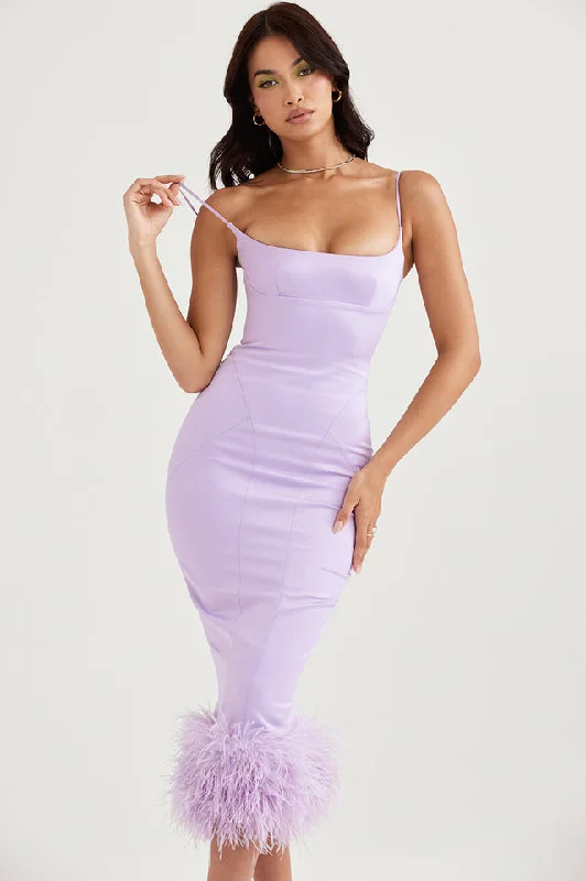 Helena Orchid Satin Midi Dress Tunics Versatile functional