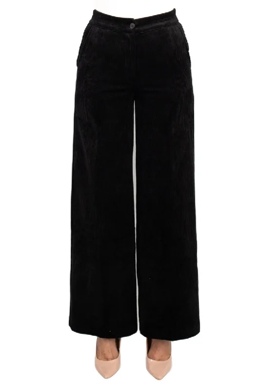 Industry elastic mid waist button and zip closure straight leg corduroy pant with pockets Soft Jogging Pants