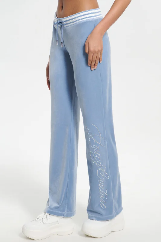 Script Bling Velour Track Pants Comfy Yoga Leggings