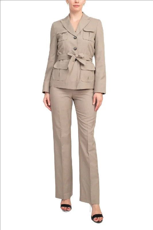 Le Suit Petite Two Piece Mélange Jacket And Pant Set Relaxed Fit Skirt