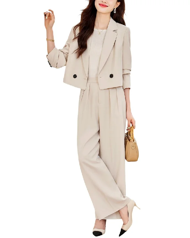 LIONELLO SALVI 2pc Blazer & Pant Set Loose Fit Jumpsuit