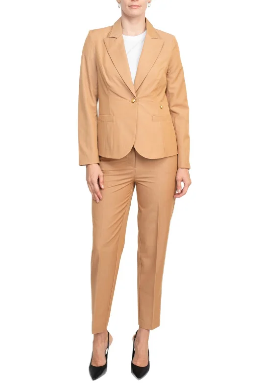 Nanette Nanette Lepore notched collar long sleeve one button closure stretch crepe jacket with mid waist pencil cut pant Ultra-Stretch Leggings