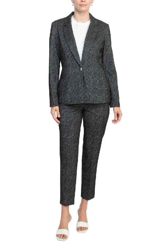 Nanette Nanette Lepore notched collar one button closure long sleeve lurex jacket with mid waist pant Chic Mini Skirt