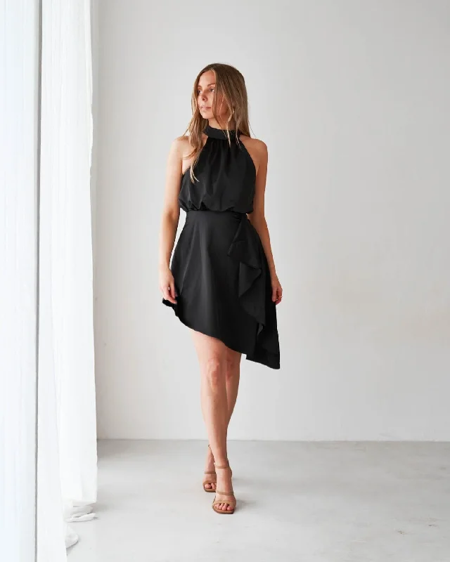 Sienna Dress-Black Off-the-shoulder Chic Trendy