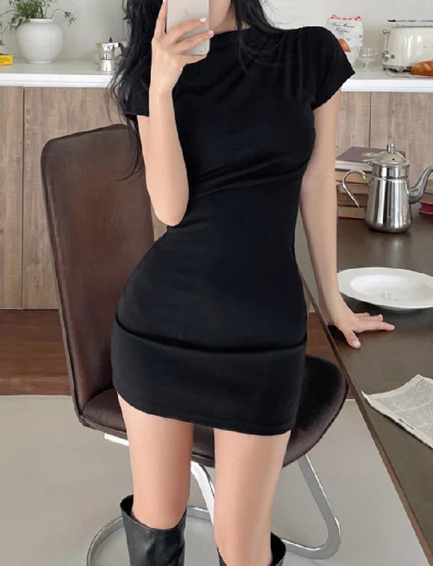 Solid Color Bodycon Mini Dress For Tunics Chic elegant