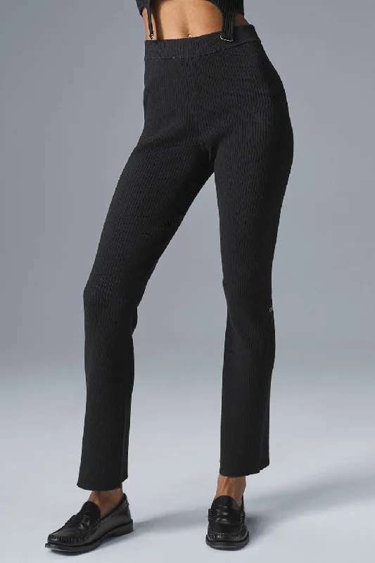 Denim Knit High-Waist Flare Pant - Black/Anthracite High-Waisted Sweatpants