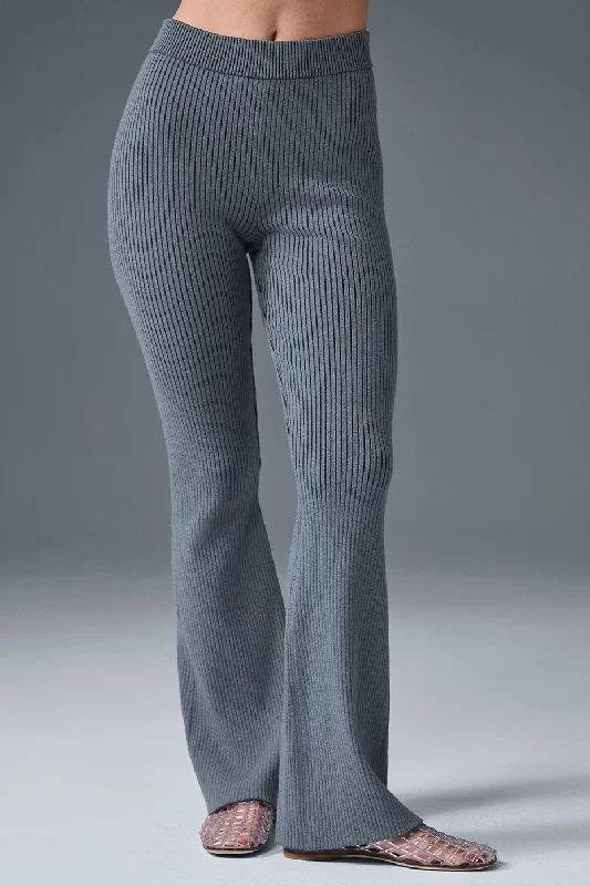 Denim Knit High-Waist Flare Pant - Steel Grey/Anthracite Chic Tulle Skirt