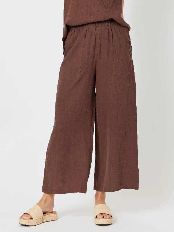 Byron Textured Wide Leg Pant - Chocolate Versatile Cargo Shorts