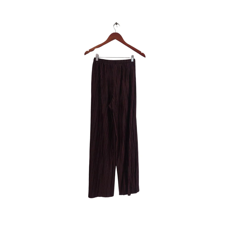 Misguided Dark Brown Pleated Wide-Leg Pants | Gently Used | Vintage Denim Shorts