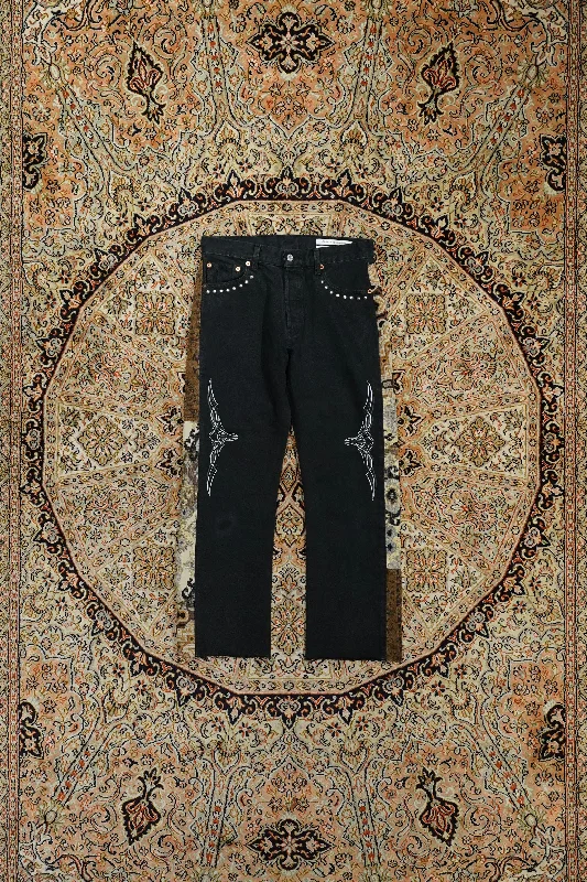 Children of the discordance NY: VINTAGE ALL-AMERIKKAN DENIM PANTS (BLACK)① Flowy A-Line Skirt