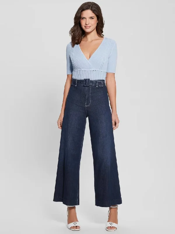 DAKOTA WIDE LEG DENIM PANTS Cozy Sweater Skirt