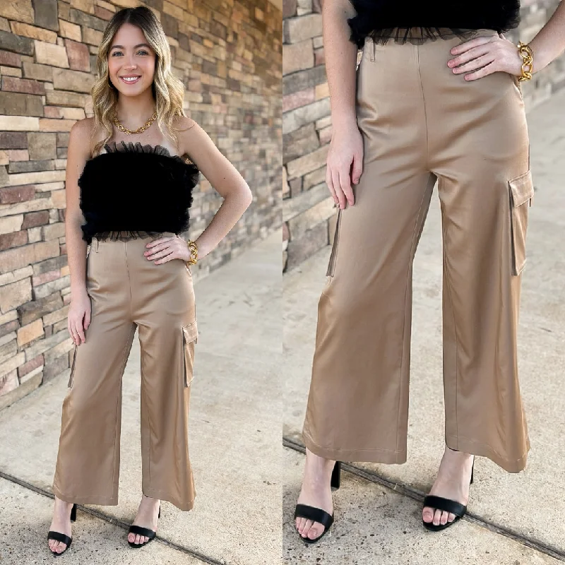 Lyssé | Calypso Ankle Cargo Pant in Tan Elegant Midi Pants