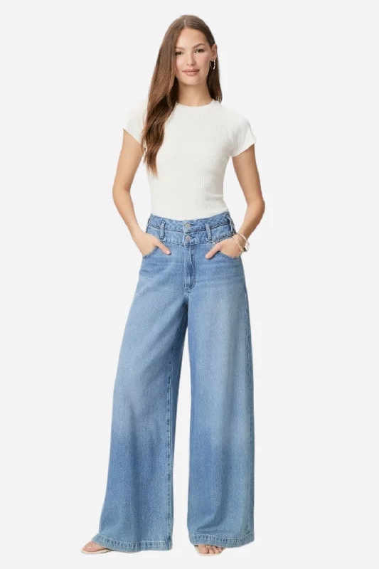 Paige Portia Double Waistband Ultra Wide Leg Pants Trendy Faux Leather Pants