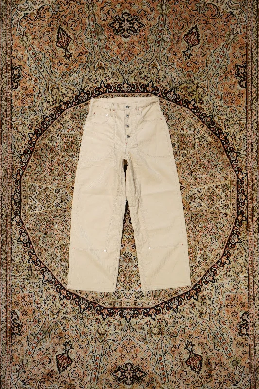 SUGARHILL CORDUROY DOUBLE KNEE DENIM PANTS (IVORY WHITE) Comfortable Cotton Shorts