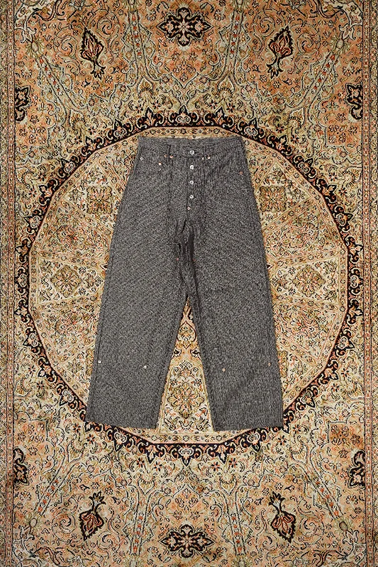 SUGARHILL HERRINGBONE DOUBLE KNEE DENIM PANTS (GRAY HERRINGBONE) Lightweight Capri Pants